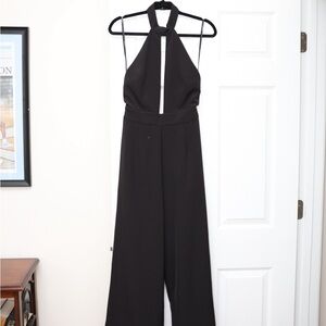 MAJORELLE Black Halter Wide-Leg Jumpsuit with Keyhole